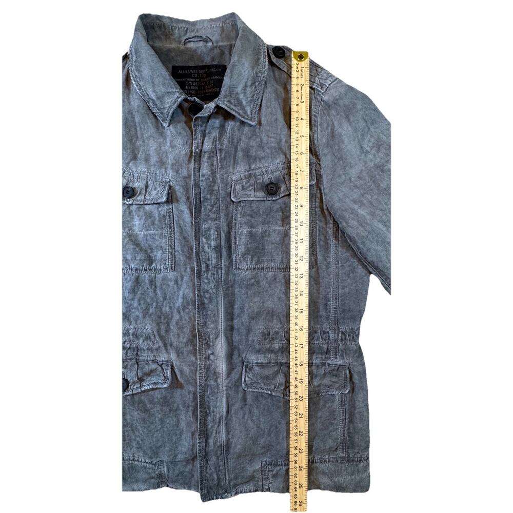 AllSaints Spitalfields Mens Gray Military Field Jacket Drawstring Waist size M - Picture 6 of 15